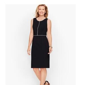 Talbots Italian Luxe Knit Tipped Sheath Dress 16W Black Office Business Workwear